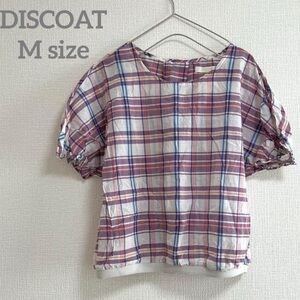 Discoat Plaid Short Sleeve Top size medium